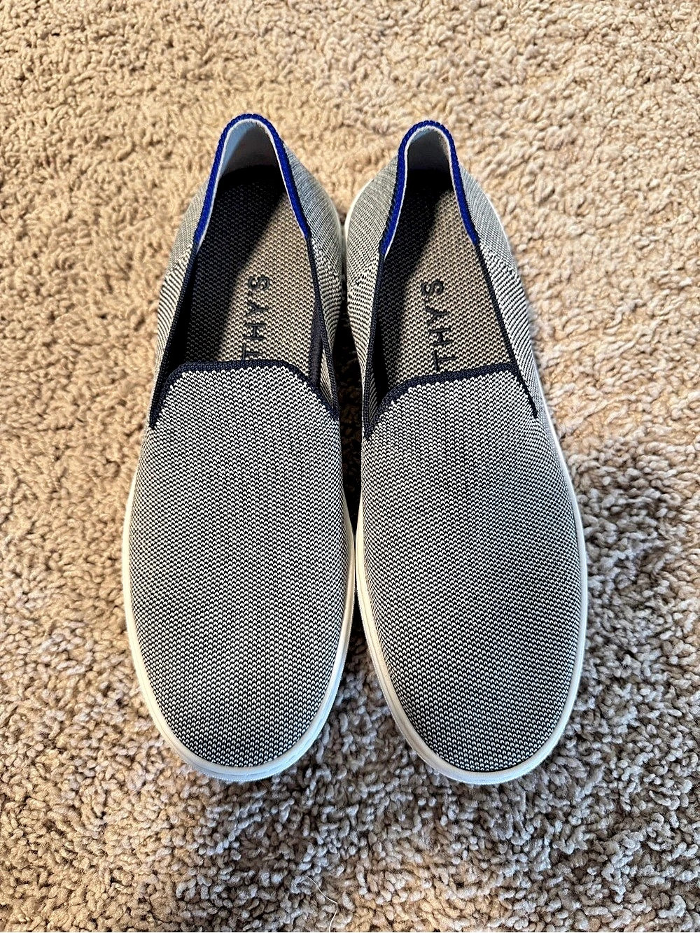 Rothy's The Sneaker Striped Slip-On Sneakers Gray & Blue US W8